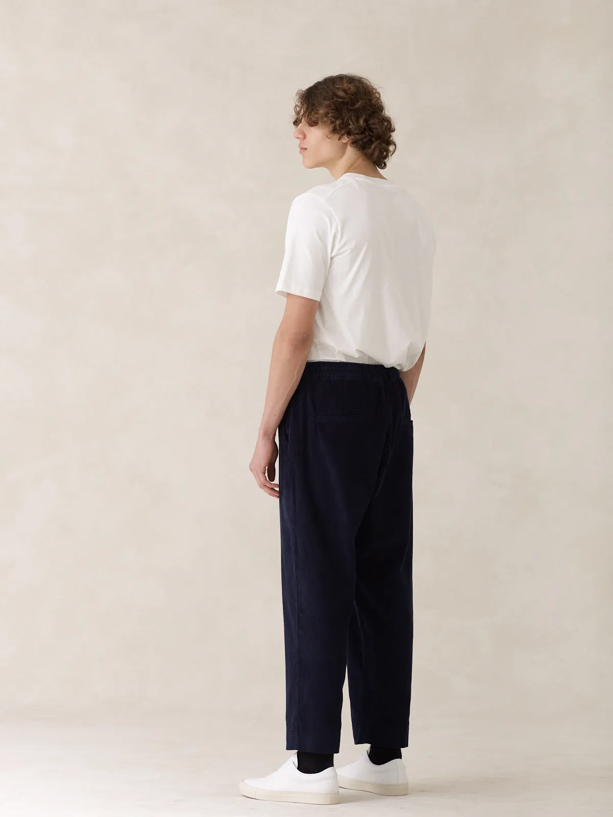 08 / Pleated Corduroy Trousers Navy