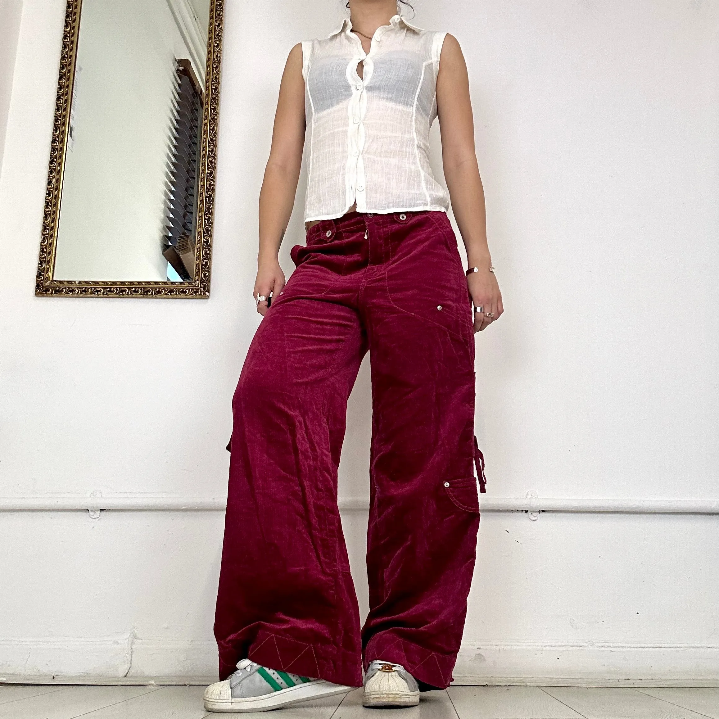 2000's wide leg corduroy cargo trousers