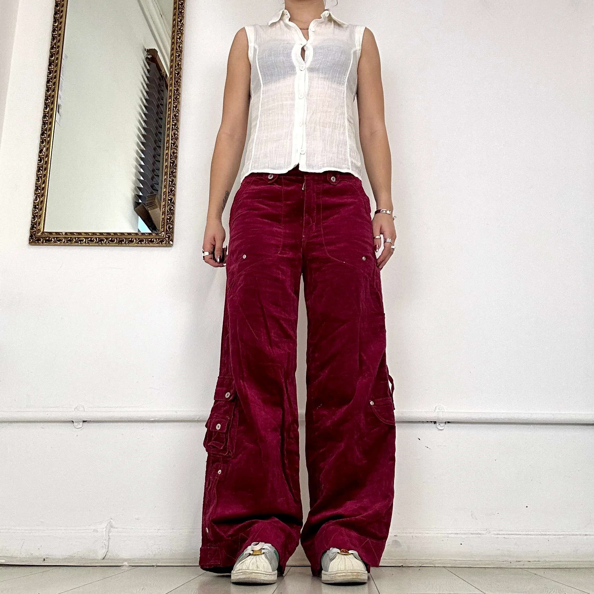 2000's wide leg corduroy cargo trousers