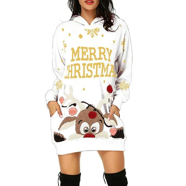 2020 Christmas Jersey Sweater Women Ugly Plaid Sweater With Hood Long Sleeve Winter Ladies Turtleneck Sweater Knitwear For Women