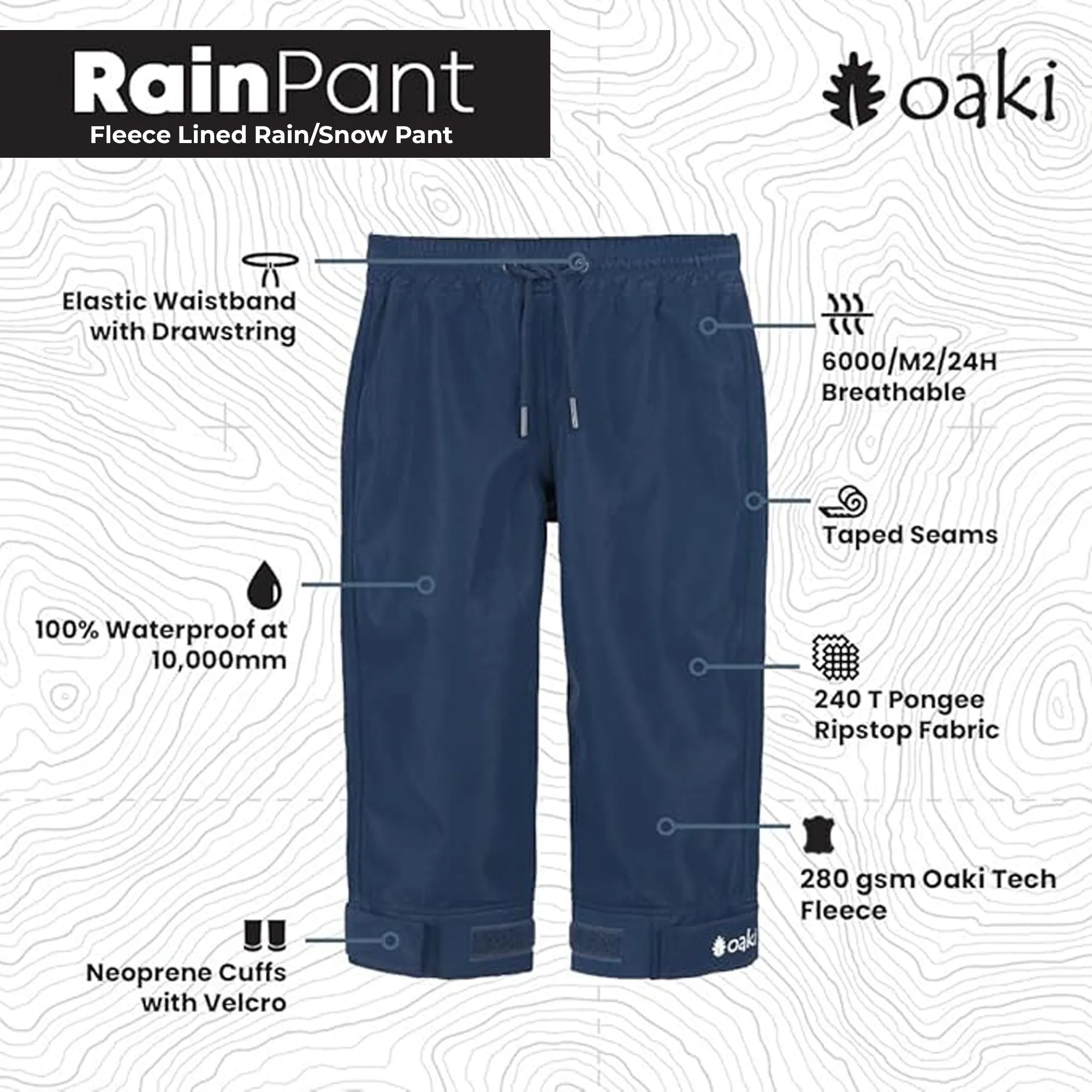 Adult Fleece-lined Rain/Snow Pants, Blue