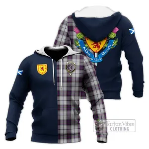 Alexander of Menstry Dress Tartan Knitted Hoodie Alba with Scottish Lion Royal Arm Half Style