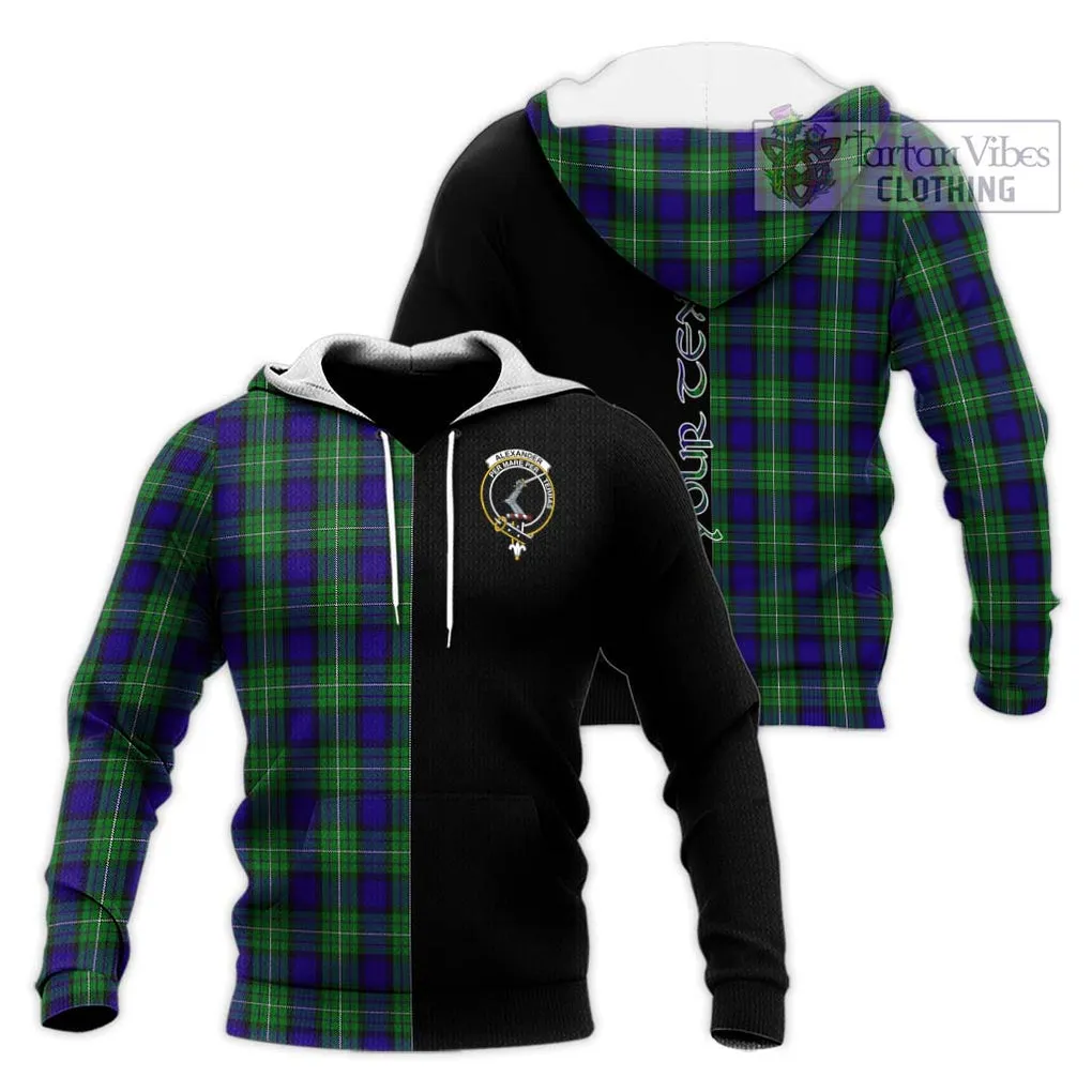 Alexander Tartan Knitted Hoodie with Family Crest and Half Of Me Style