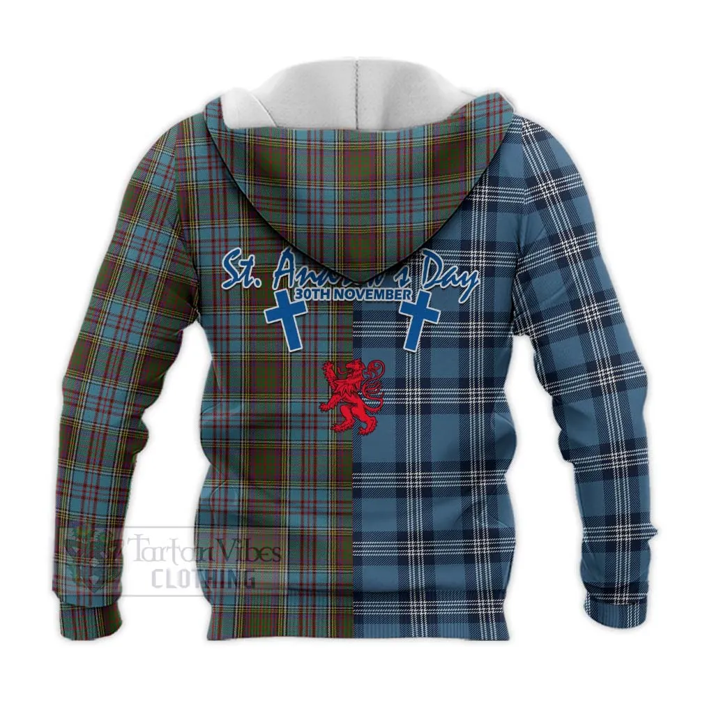 Anderson Tartan Knitted Hoodie Happy St. Andrew's Day Half Tartan Style