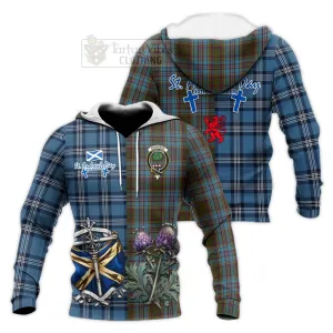 Anderson Tartan Knitted Hoodie Happy St. Andrew's Day Half Tartan Style