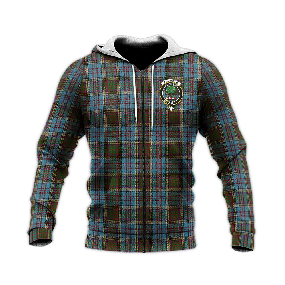 Anderson Tartan Knitted Hoodie with Family Crest