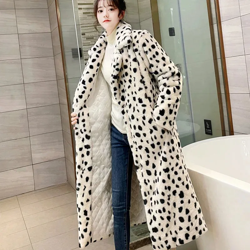 Ava Imitation Rabbit Overcoat Long Warm Dense Thick Plush Coat