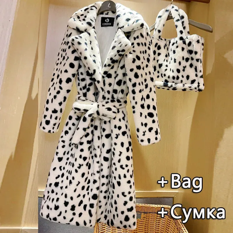 Ava Imitation Rabbit Overcoat Long Warm Dense Thick Plush Coat