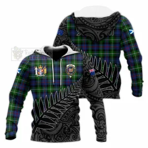 Baillie (Bailey) Crest Tartan Knitted Hoodie with New Zealand Silver Fern Half Style