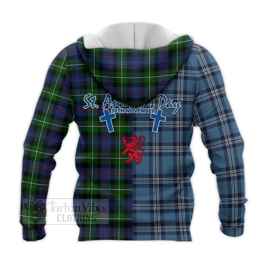 Baillie (Bailey) Tartan Knitted Hoodie Happy St. Andrew's Day Half Tartan Style