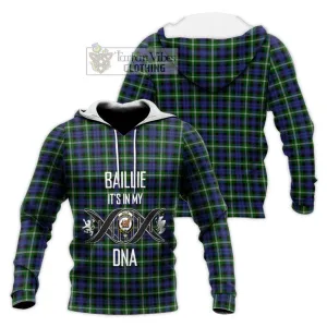 Baillie (Bailey) Tartan Knitted Hoodie with Family Crest DNA In Me Style