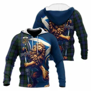 Baird Tartan Family Crest Knitted Hoodie with Scottish Majestic Lion