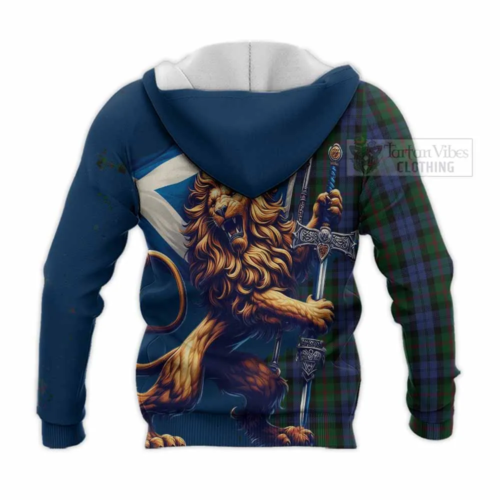 Baird Tartan Family Crest Knitted Hoodie with Scottish Majestic Lion