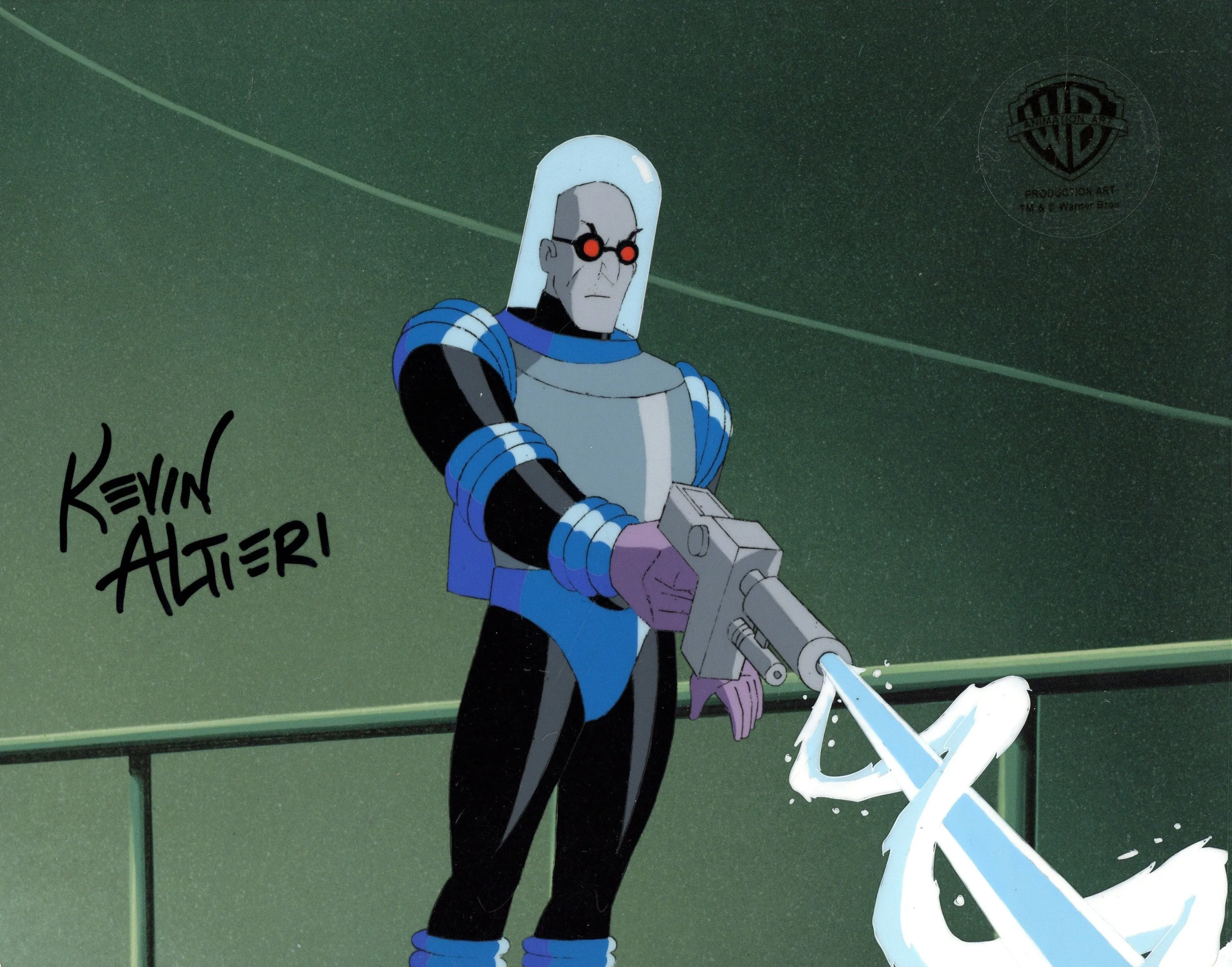 Batman The Animated Series Original Production Cel Signed By Kevin Altieri with Matching Drawing: Mr. Freeze