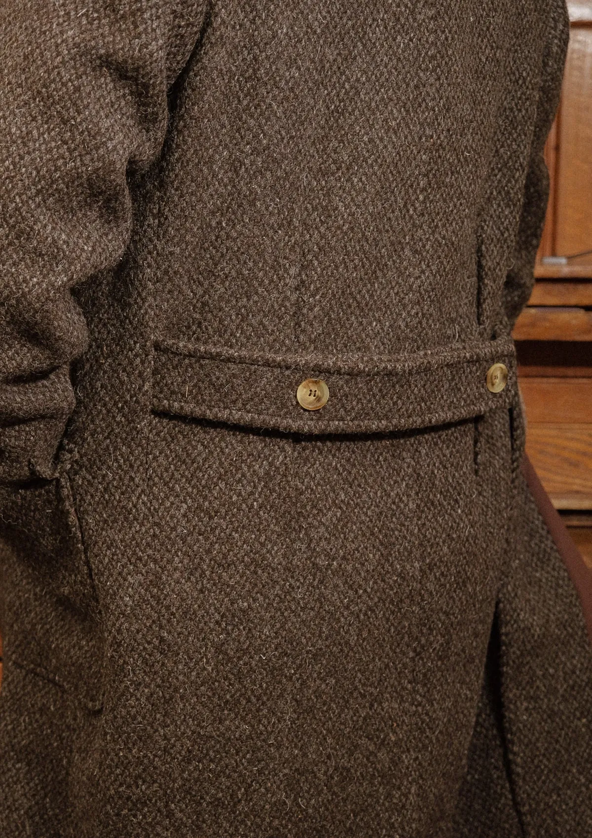 Bawden Double Breasted Pure Wool Overcoat - Faded Brown Barleycorn