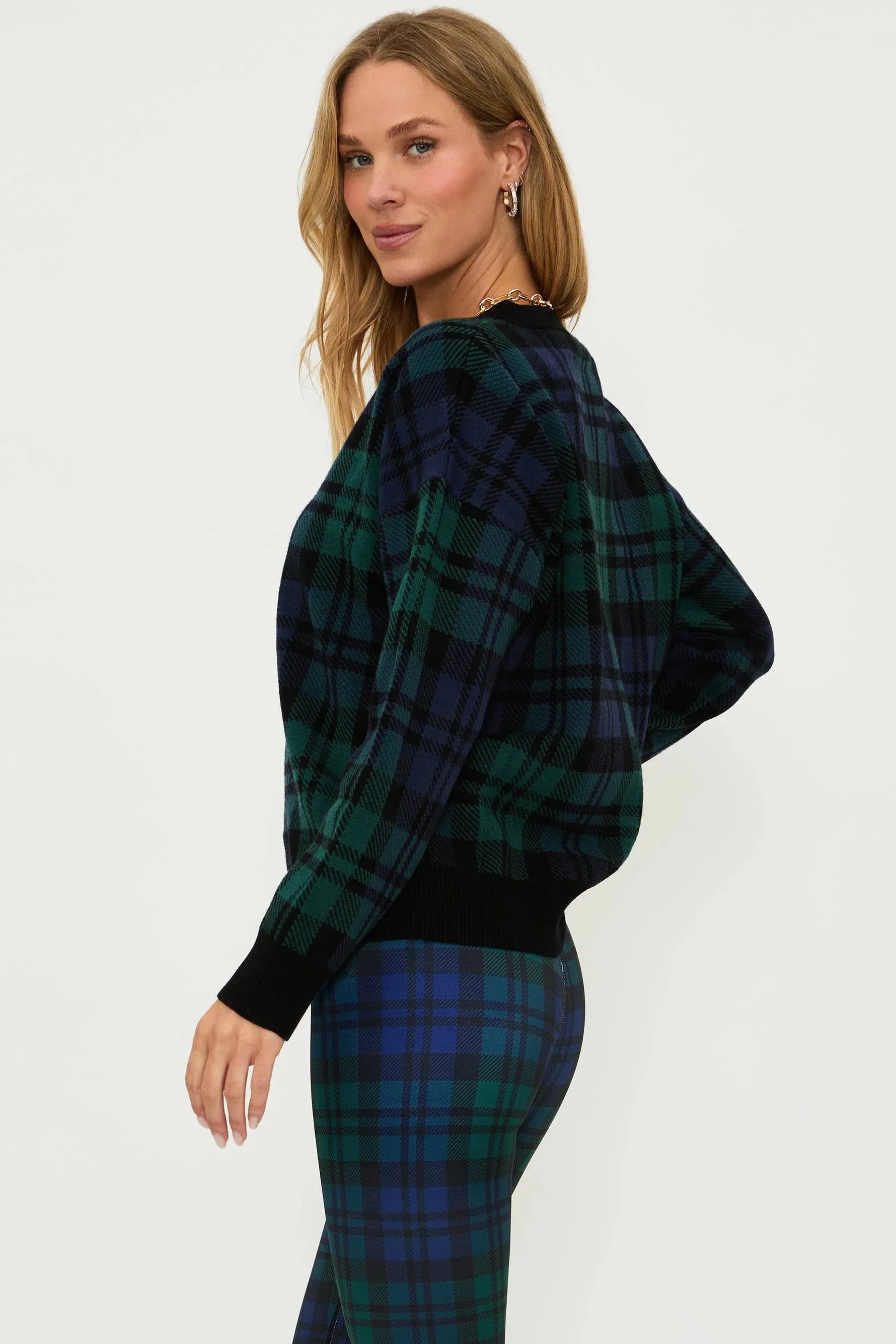 Beach Riot Joey Sweater Wintergreen Plaid