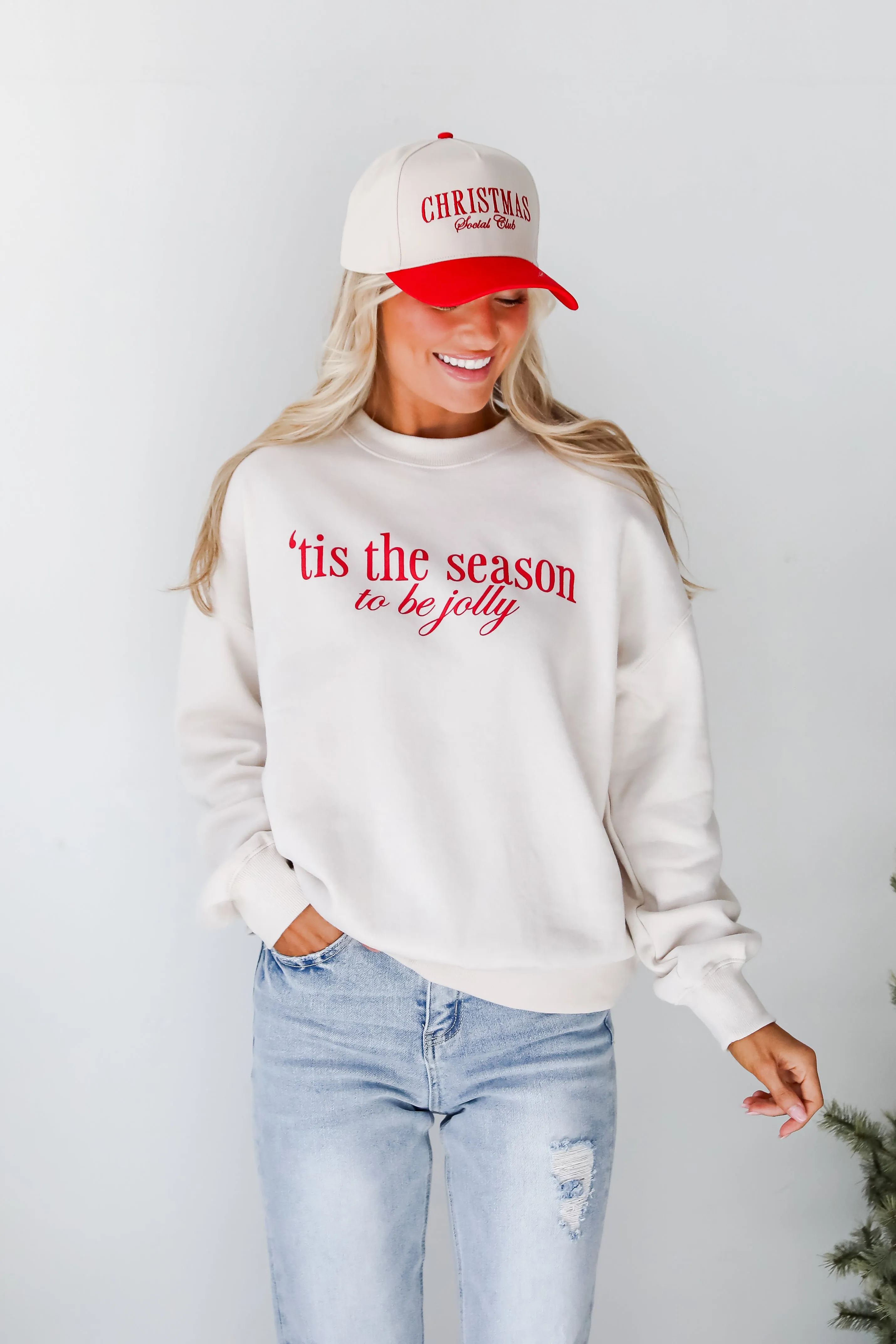 Beige 'Tis The Season To Be Jolly Sweatshirt