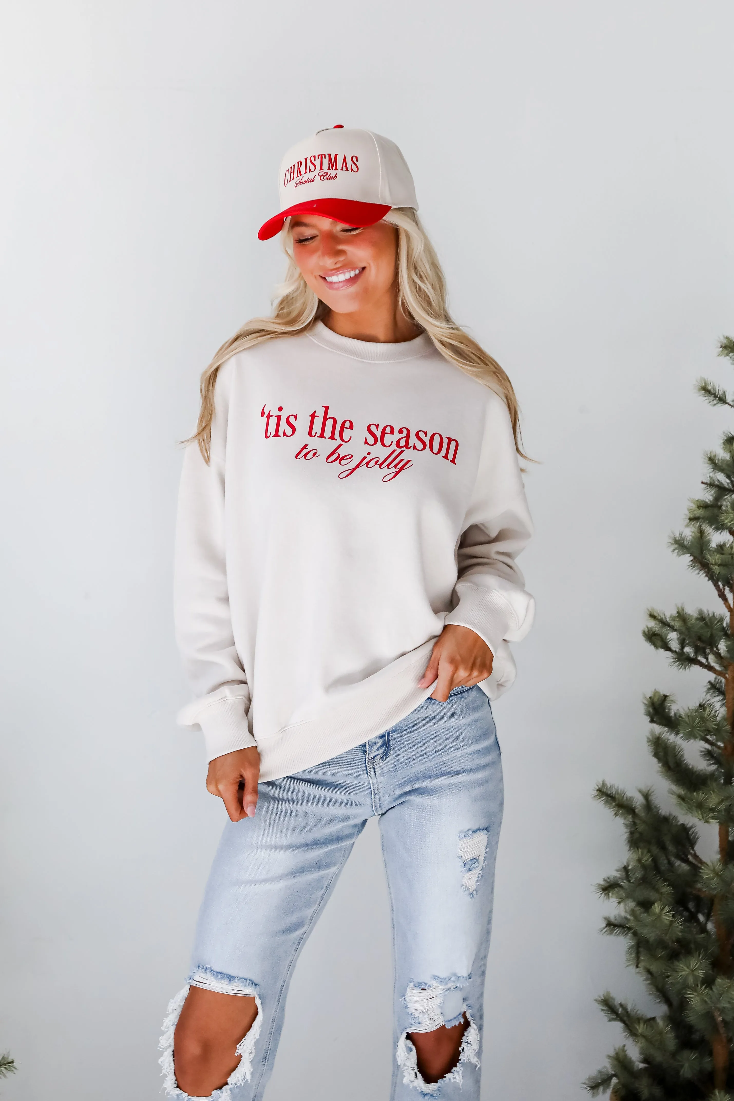 Beige 'Tis The Season To Be Jolly Sweatshirt