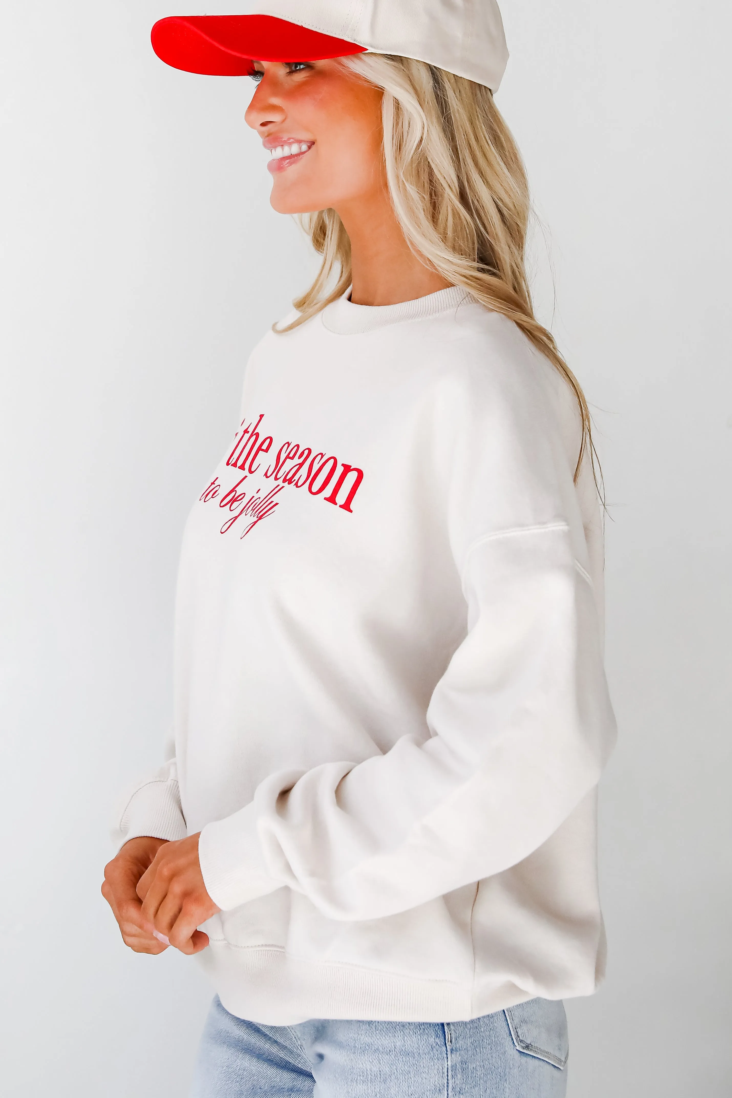 Beige 'Tis The Season To Be Jolly Sweatshirt