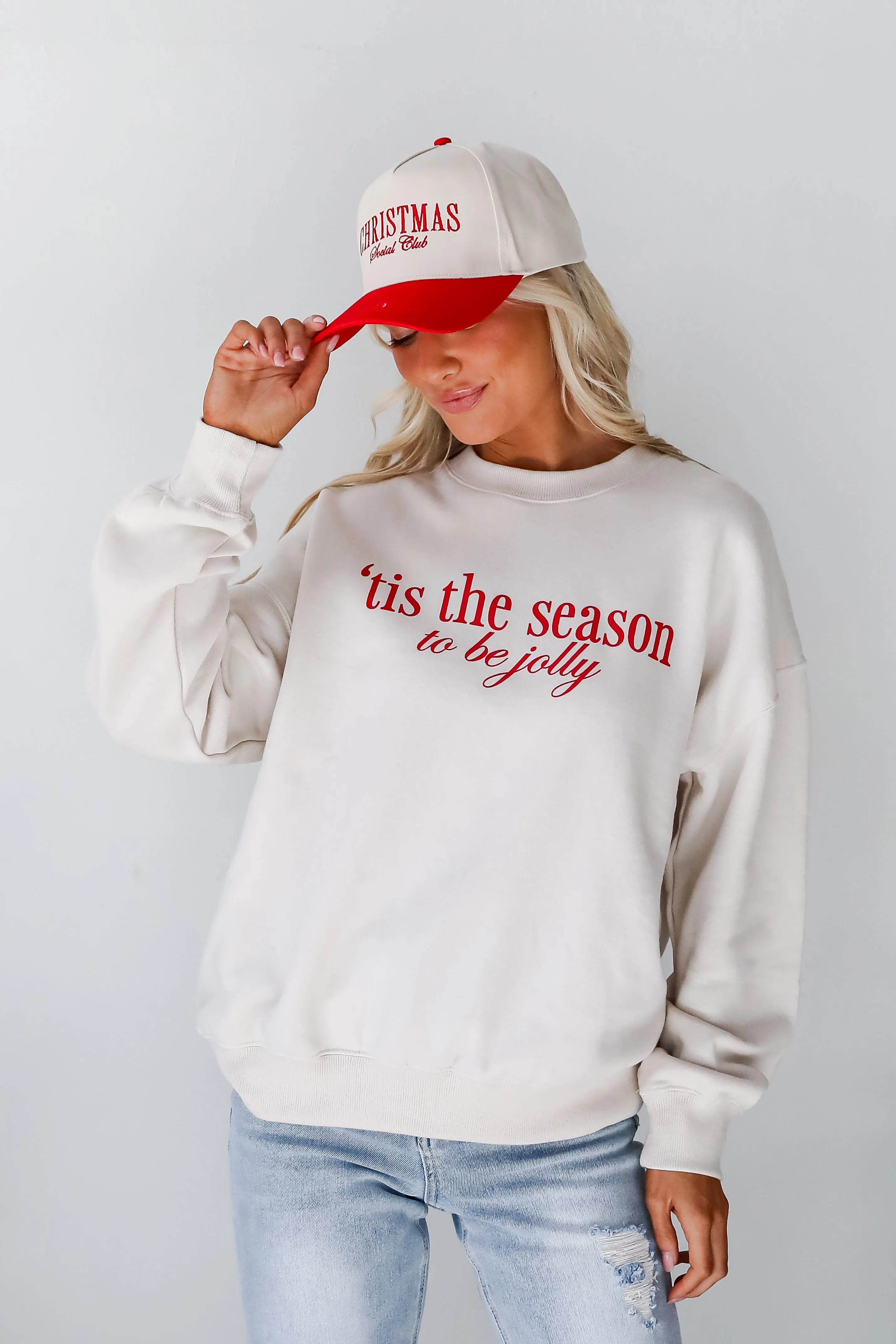 Beige 'Tis The Season To Be Jolly Sweatshirt