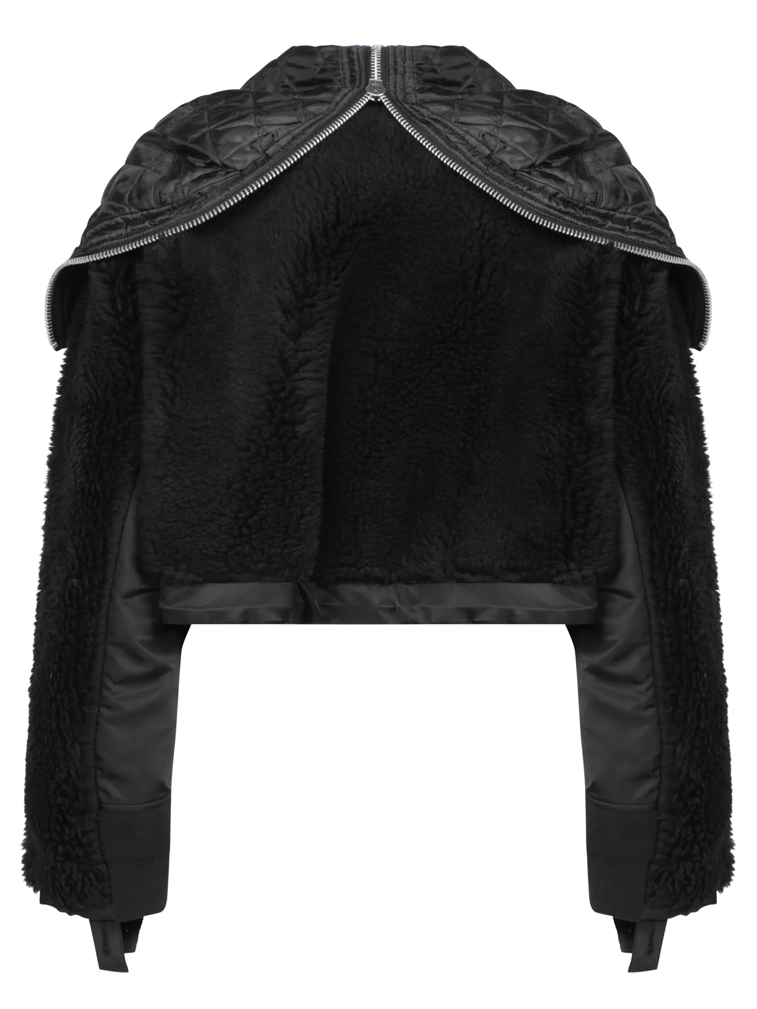 Black Nylon Faux Shearling Jacket