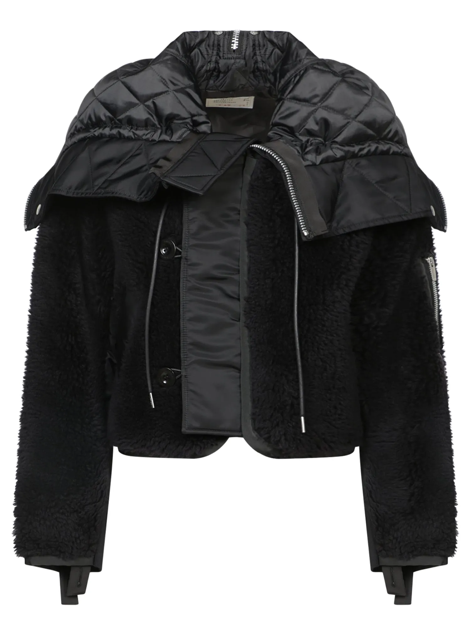 Black Nylon Faux Shearling Jacket