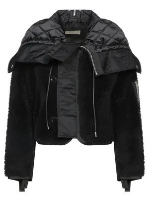 Black Nylon Faux Shearling Jacket