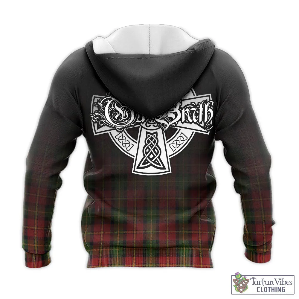 Blackstock Red Dress Tartan Knitted Hoodie Featuring Alba Gu Brath Family Crest Celtic Inspired