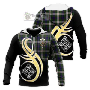 Blair Dress Tartan Knitted Hoodie with Family Crest and Celtic Symbol Style