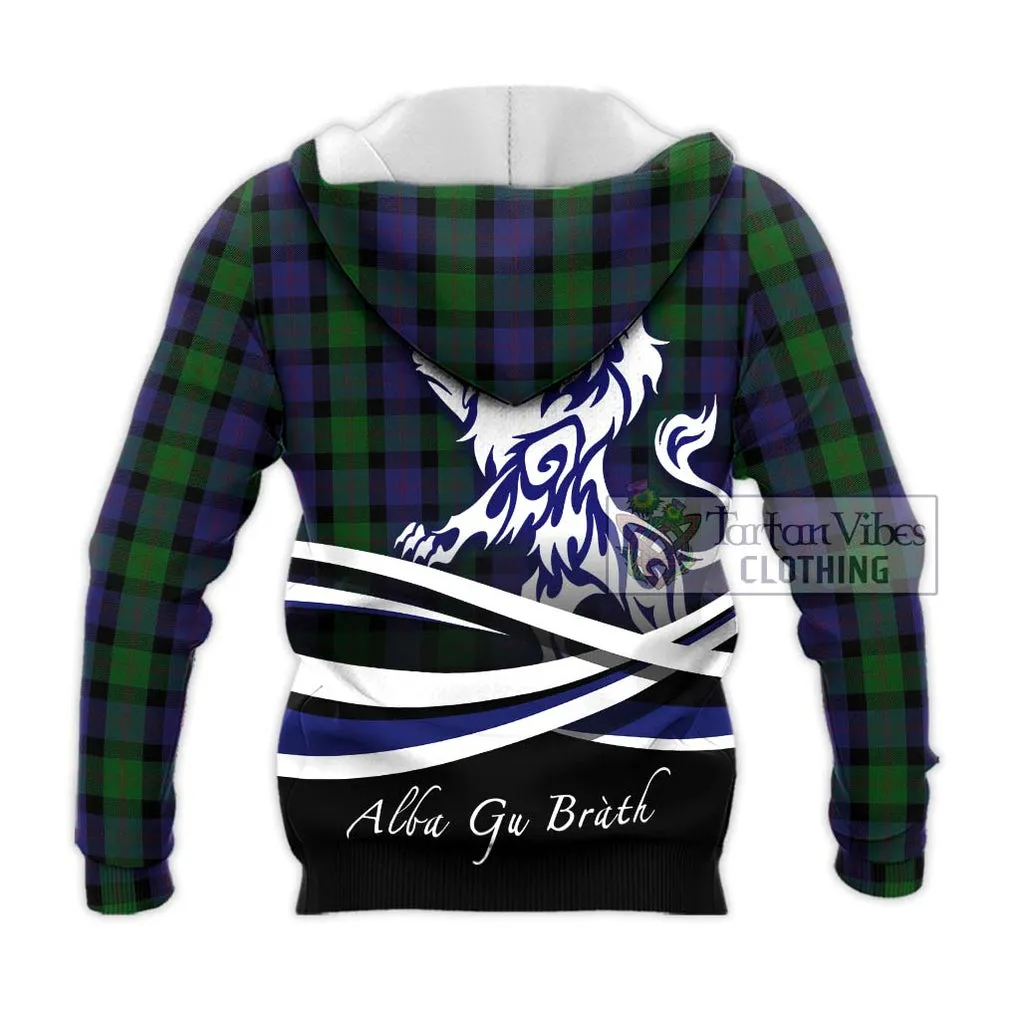 Blair Tartan Knitted Hoodie with Alba Gu Brath Regal Lion Emblem