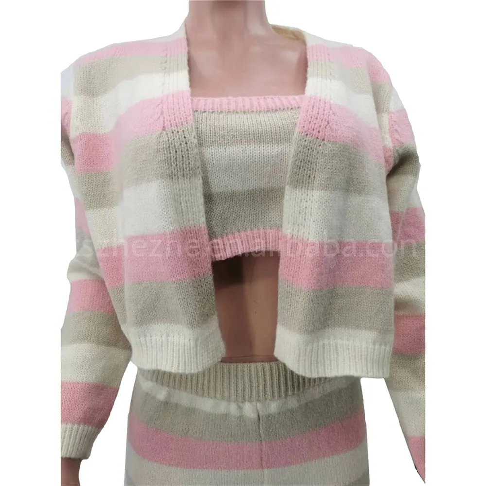 Boutique Winter Knitted Sweater Women 3 Piece Sets