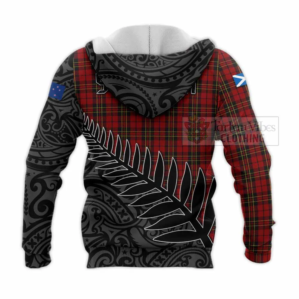 Brodie Crest Tartan Knitted Hoodie with New Zealand Silver Fern Half Style