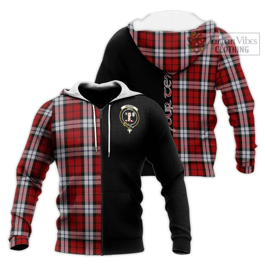 Brodie Dress Tartan Knitted Hoodie with Family Crest and Half Of Me Style