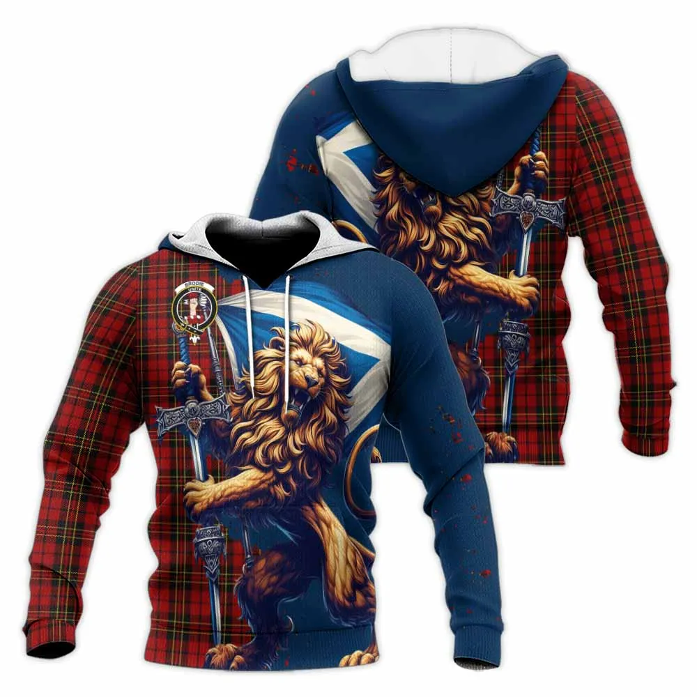 Brodie Tartan Family Crest Knitted Hoodie with Scottish Majestic Lion