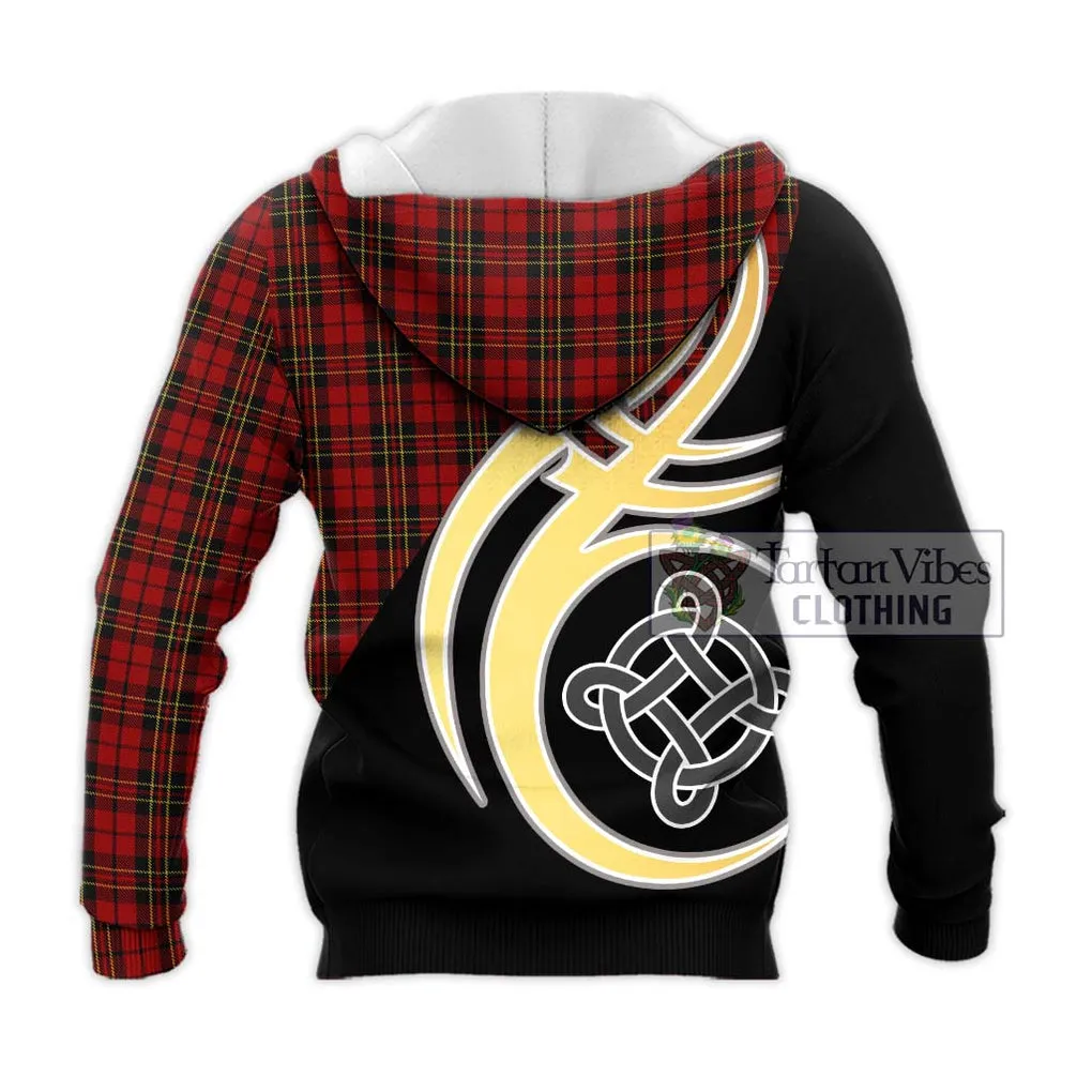 Brodie Tartan Knitted Hoodie with Family Crest and Celtic Symbol Style