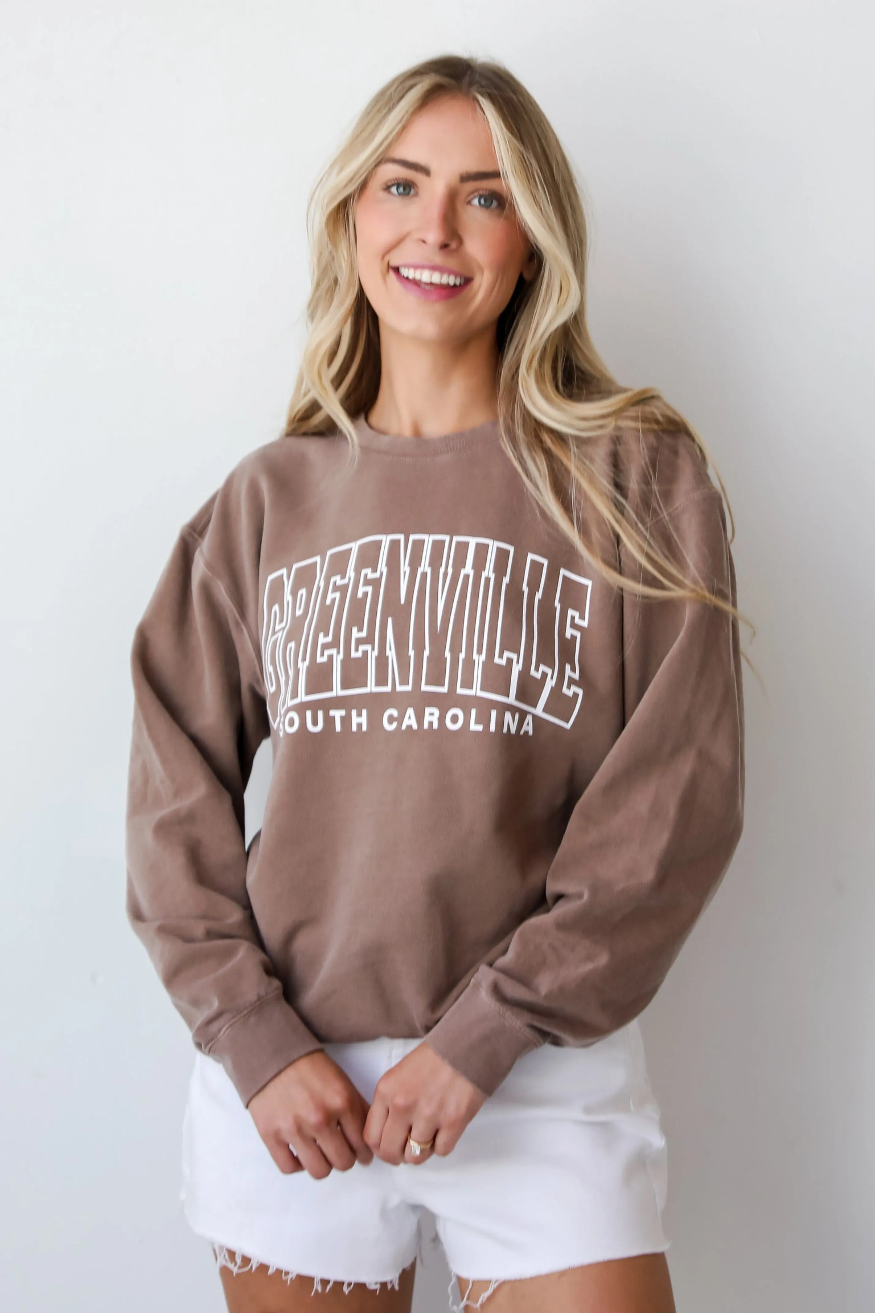 Brown Greenville South Carolina Block Letter Sweatshirt