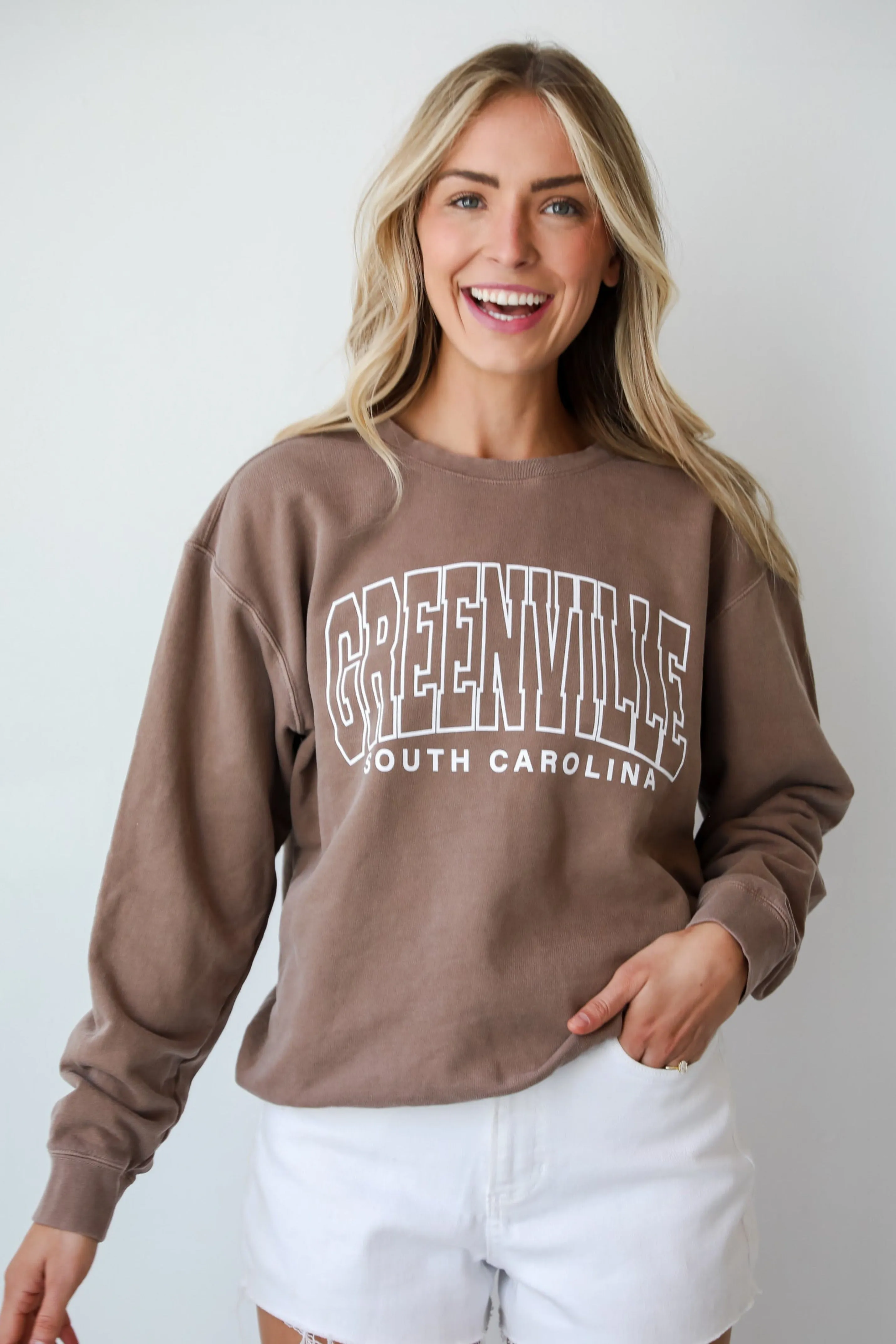 Brown Greenville South Carolina Block Letter Sweatshirt