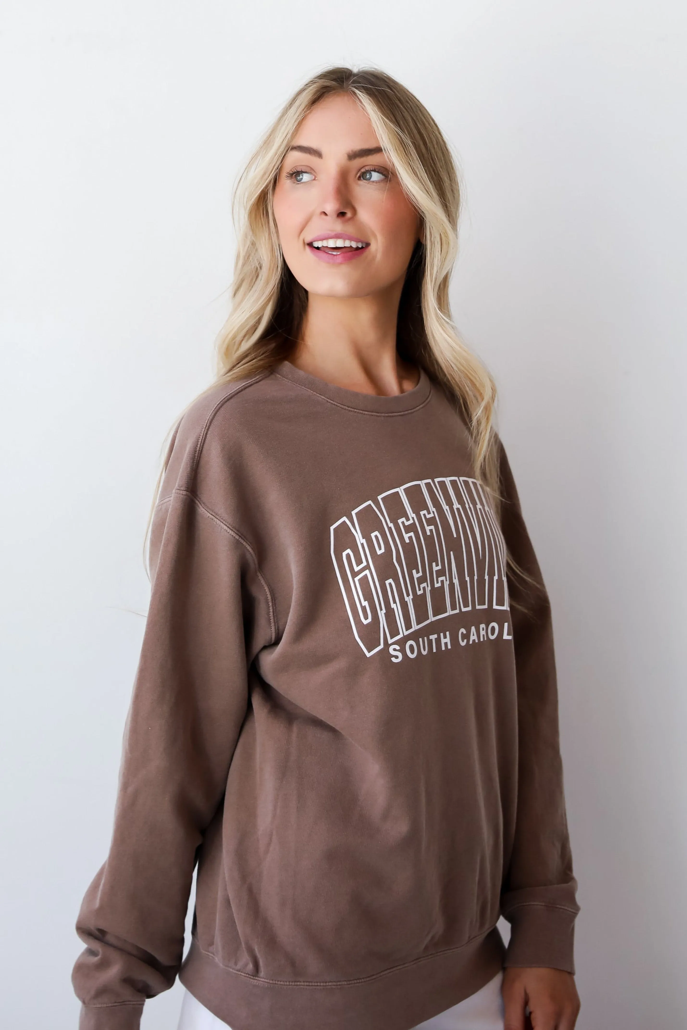 Brown Greenville South Carolina Block Letter Sweatshirt