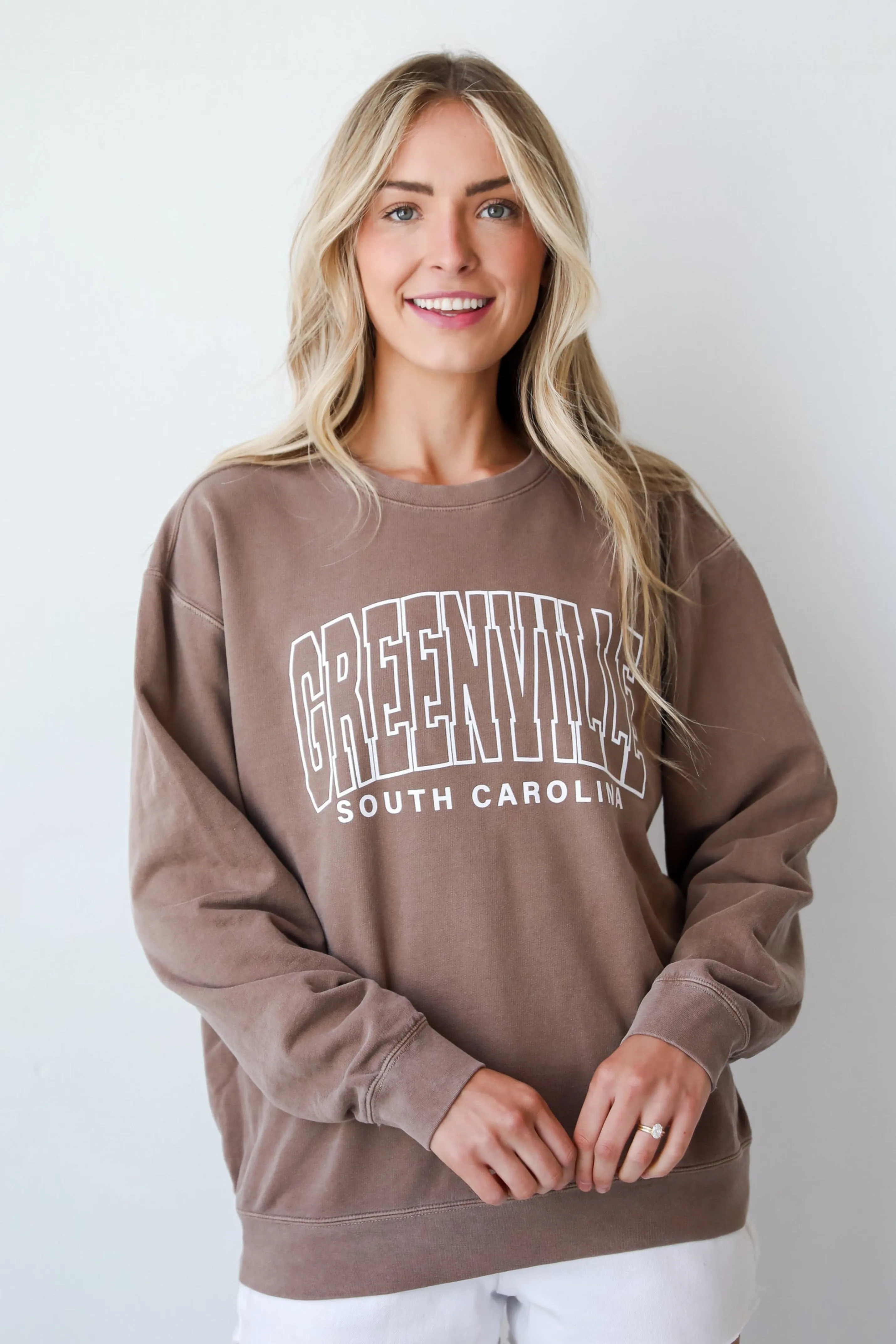 Brown Greenville South Carolina Block Letter Sweatshirt