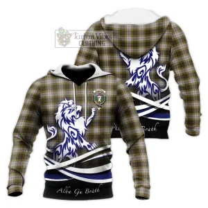 Buchanan Dress Tartan Knitted Hoodie with Alba Gu Brath Regal Lion Emblem