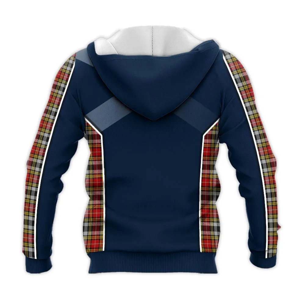 Buchanan Old Dress Tartan Knitted Hoodie with Family Crest and Scottish Thistle Vibes Sport Style