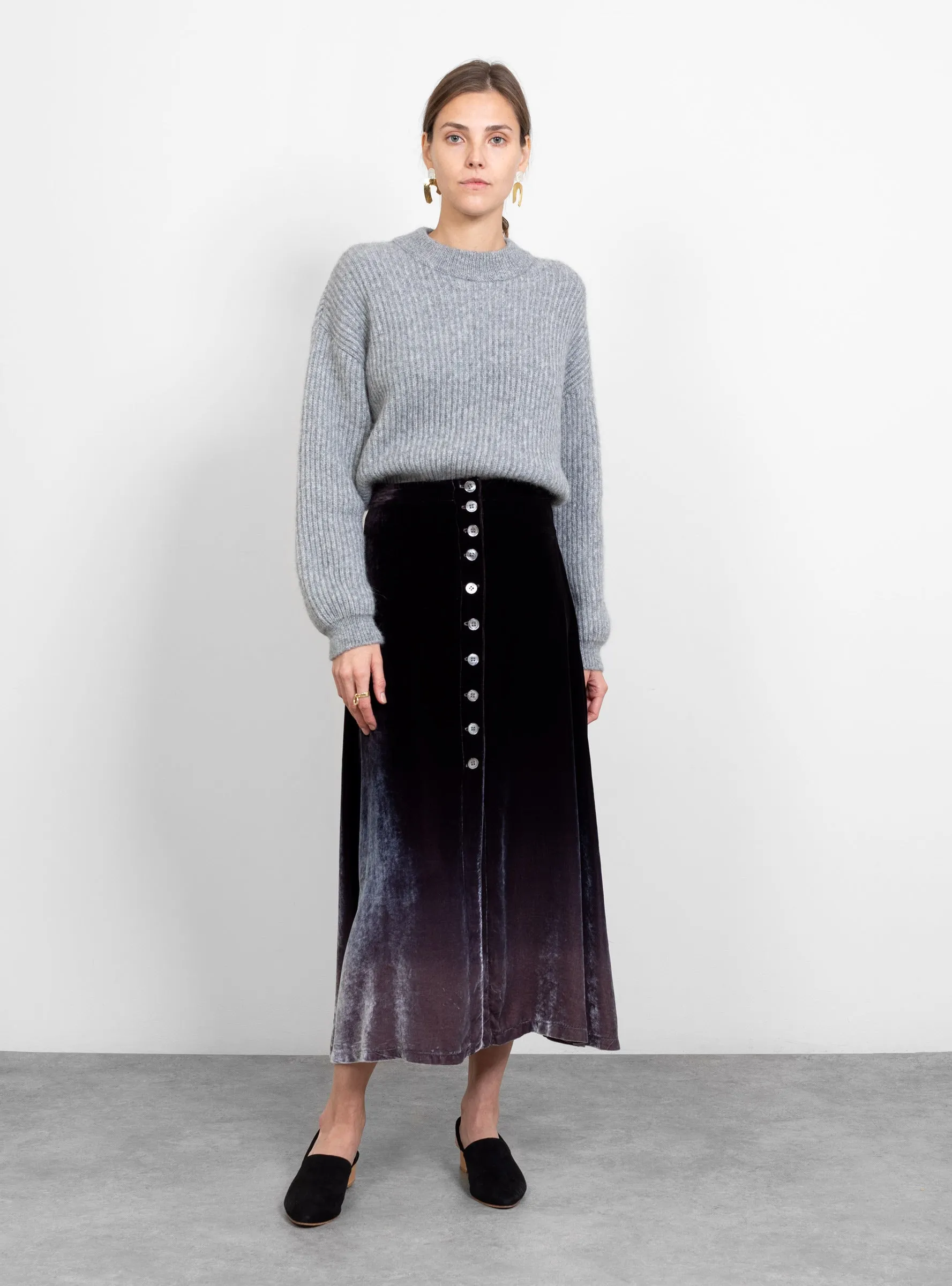 Button Front Skirt Night Ombre