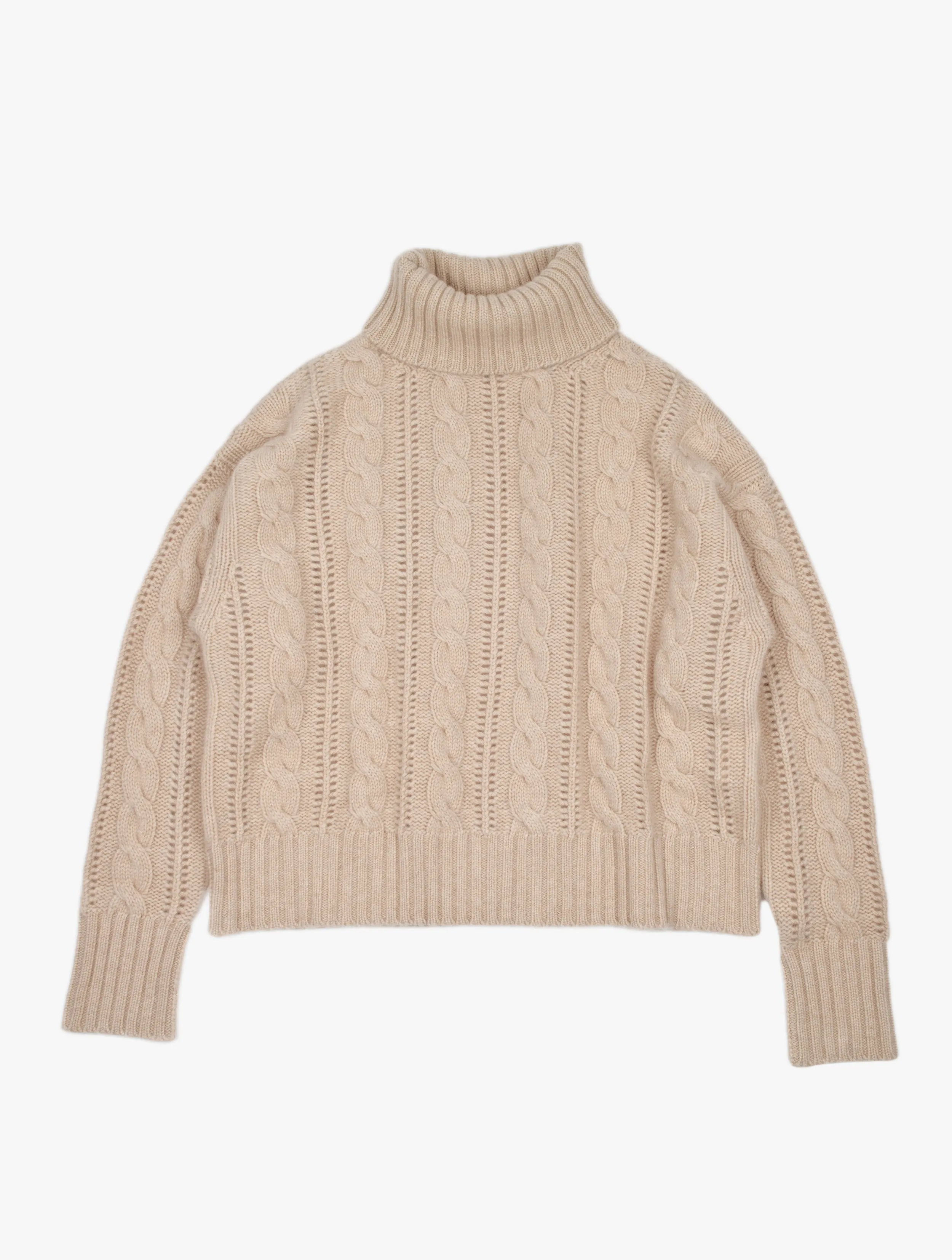 Cable Knit Polo Neck Cashmere Sweater