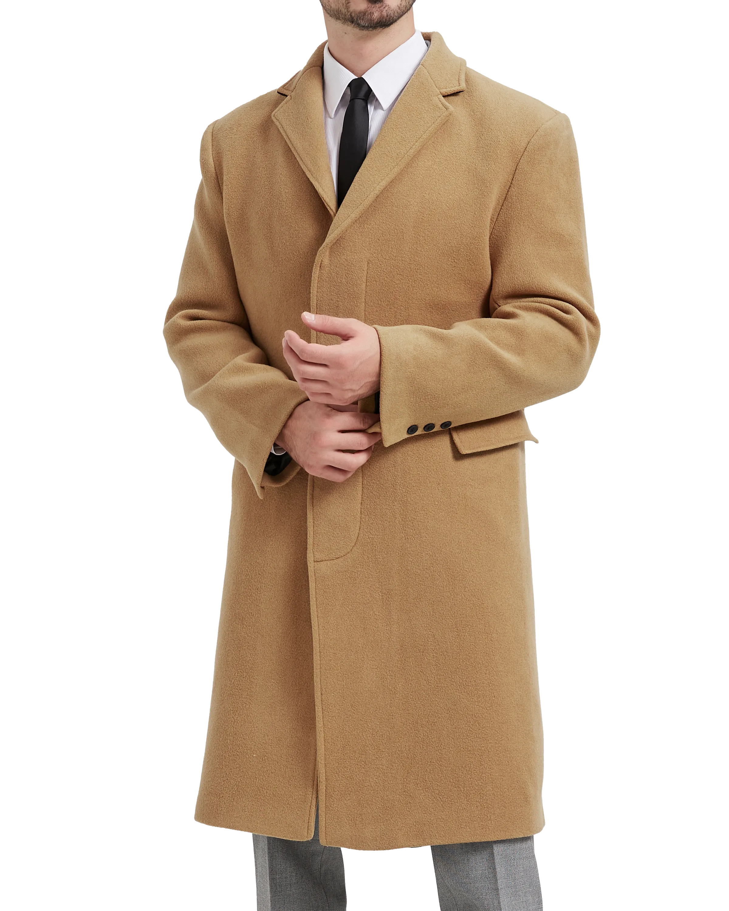 Camel Wool Cashmere Bond Overcoat Black Lining