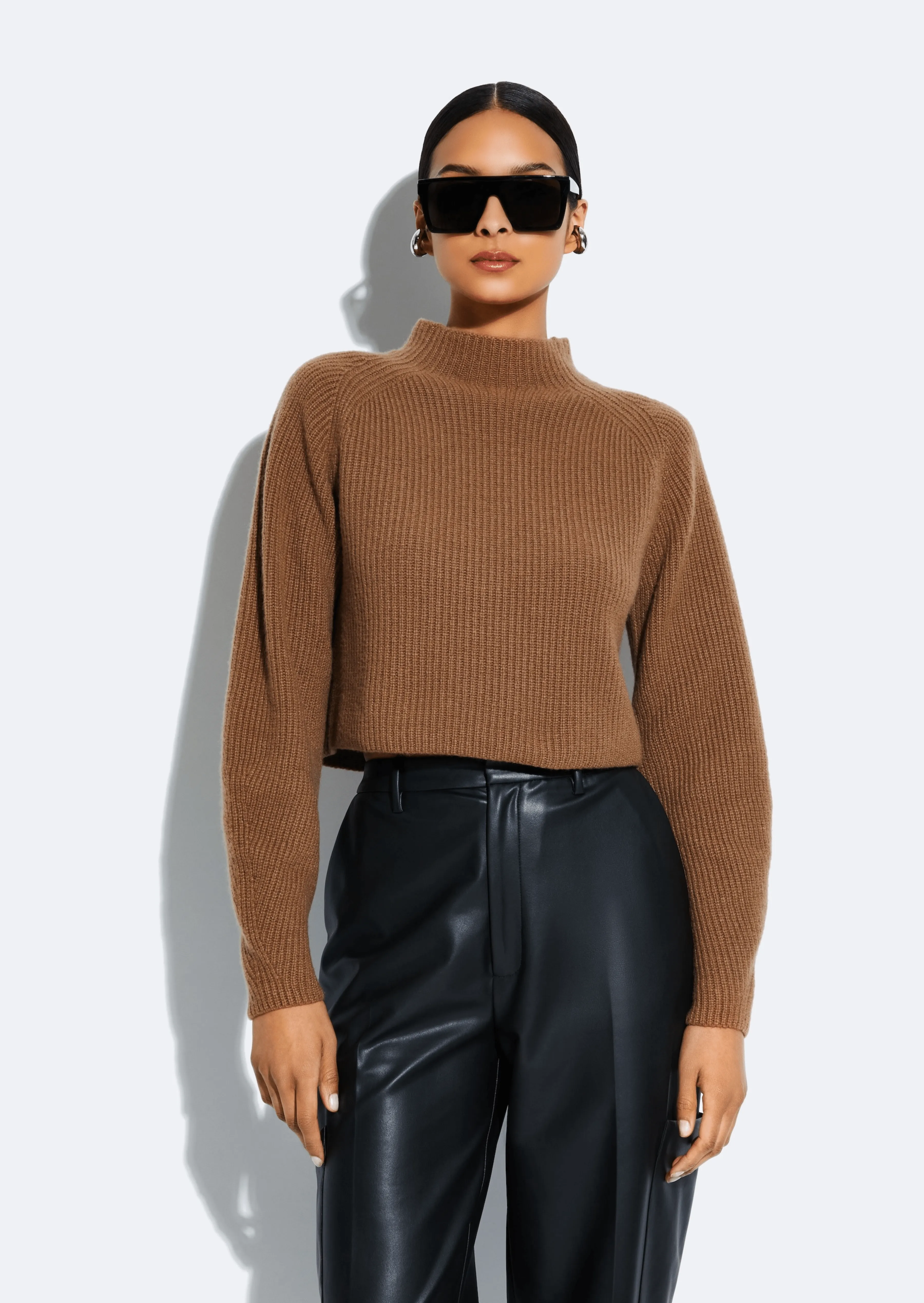 Cashmere Silk Cropped Raglan Sweater