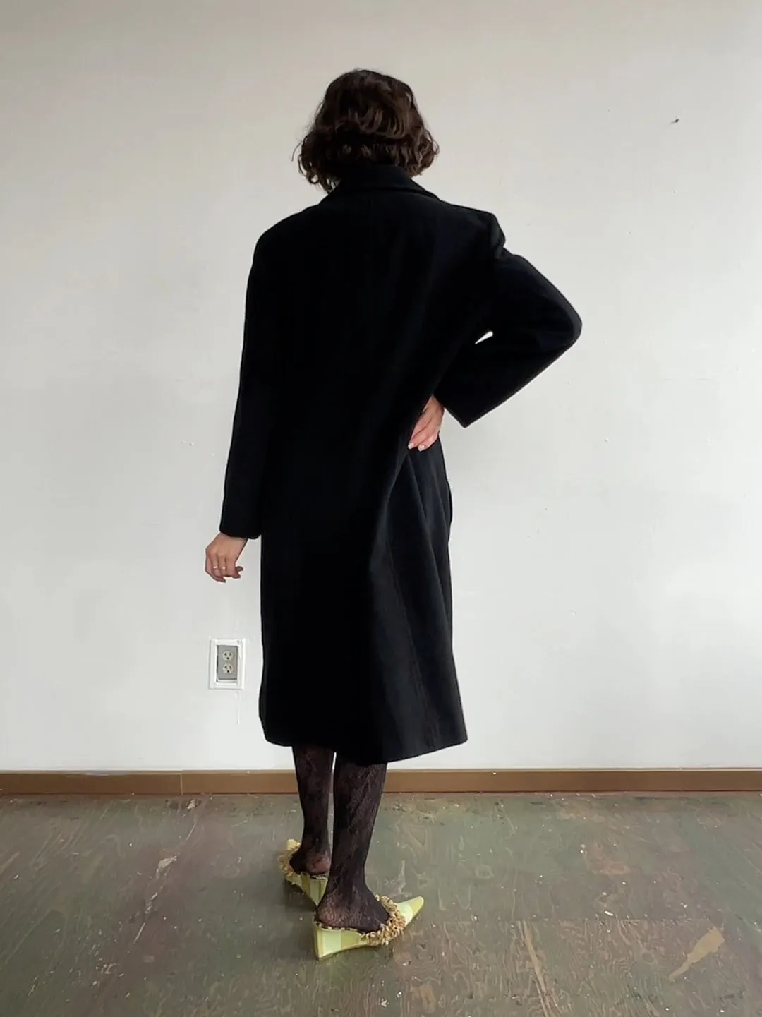 Classic Black Cashmere Blend Coat (L)