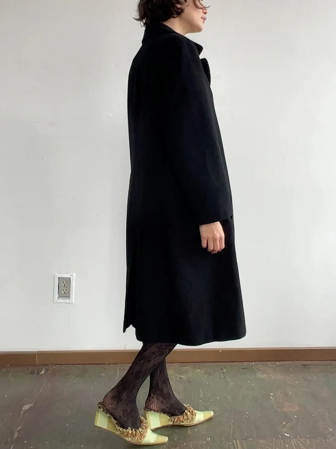 Classic Black Cashmere Blend Coat (L)