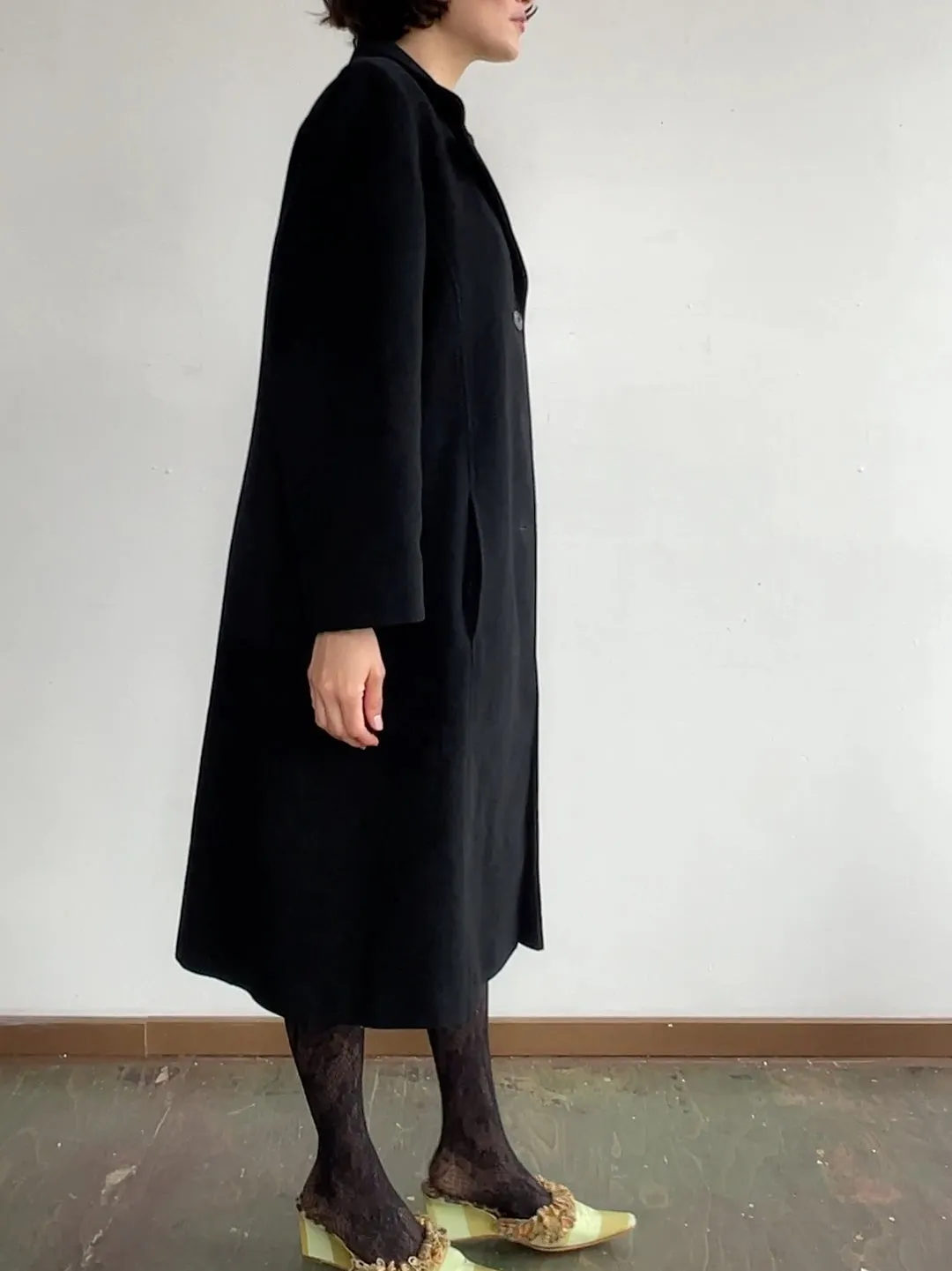 Classic Black Cashmere Blend Coat (L)