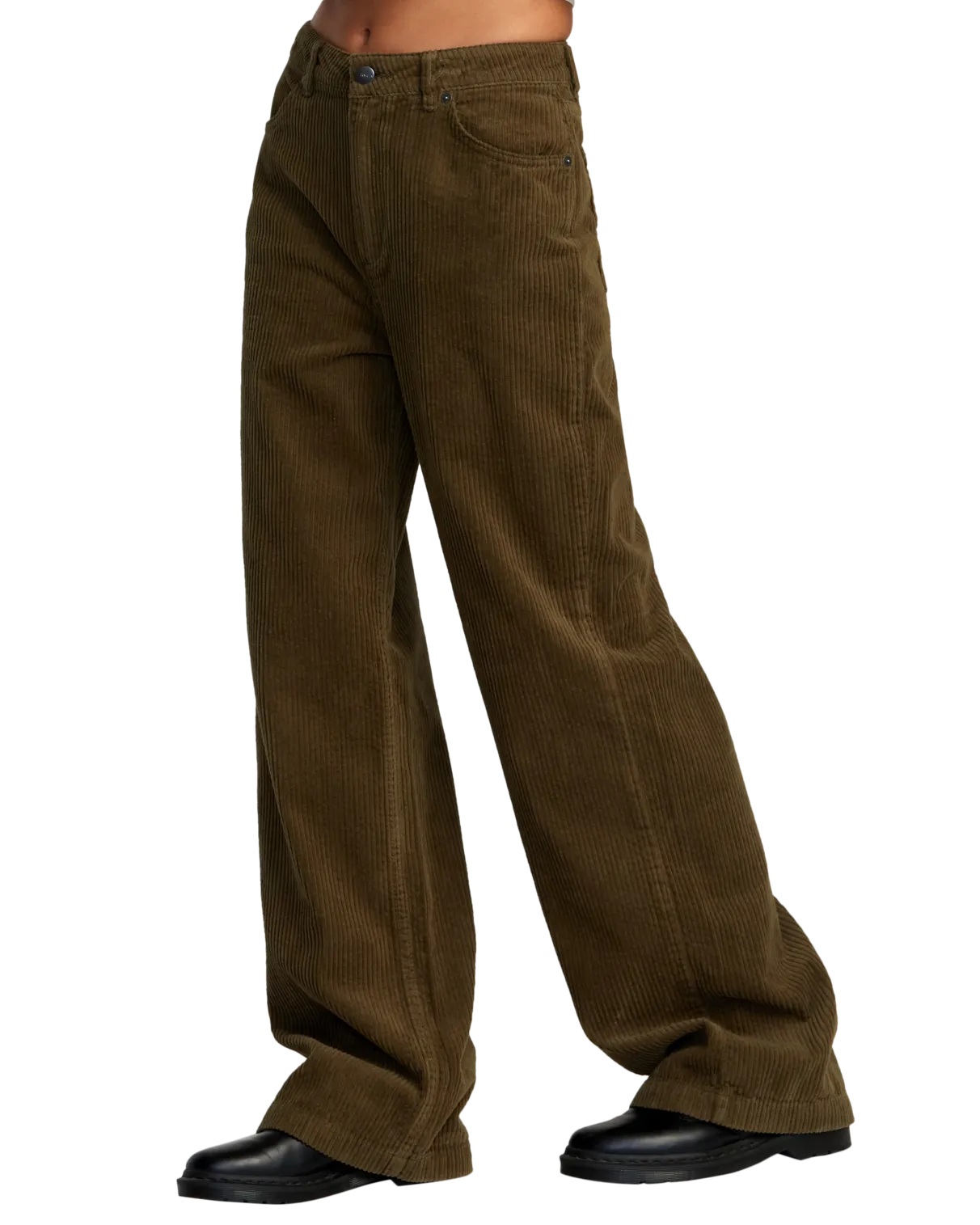 Coco Corduroy Wide Leg Trousers in Dark Olive