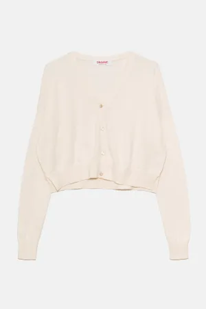 Cotton Cashmere Cropped Cardigan